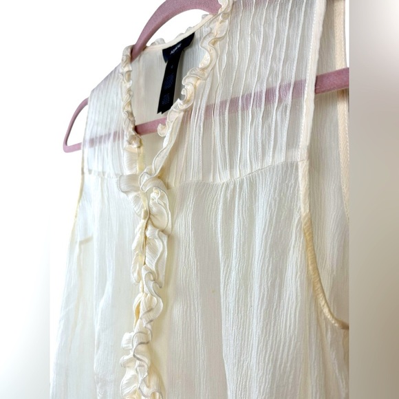 Alfani silk sheer ruffled sleeveless blouse, size 10, cream, Romantic Whimsy - Picture 6 of 8